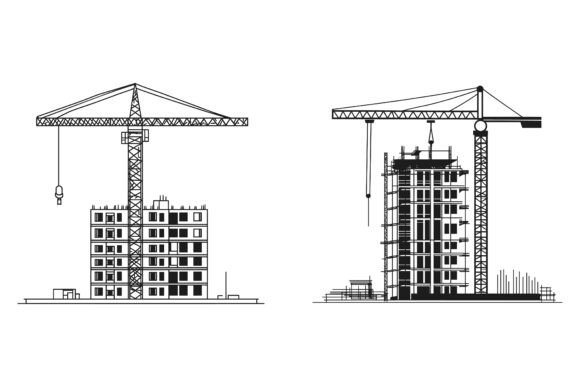 Construction Site with Cranes Illustration: A Practical Asset for Modern Projects
