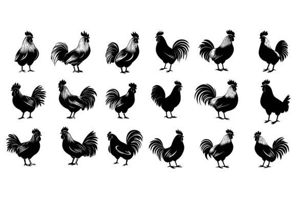 Elegant Hen Line Art Set: A Vector Illustration Resource