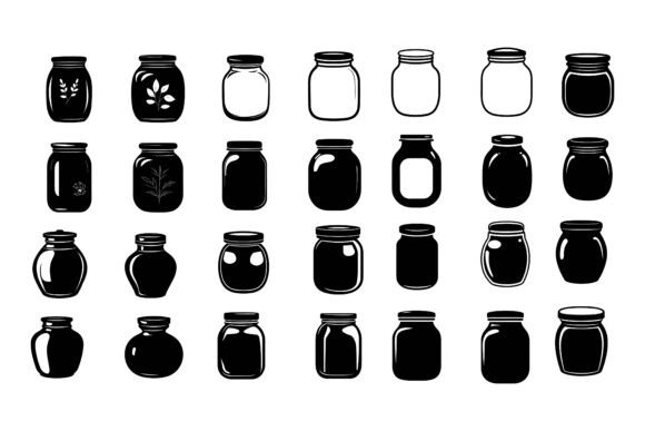 Elevate Your Creative Projects with a Glass Jar Icon Vector Set