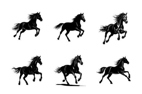 Elevate Your Visual Projects with the Running Horse Silhouette Set