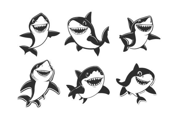 Graphical Set of Sharks: Vector Illustration for Modern Creators