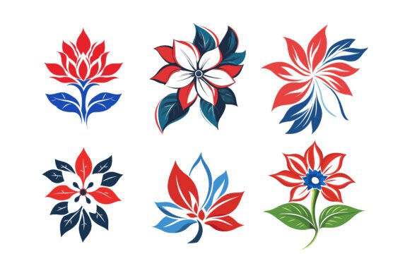 Unlock Your Creative Projects with Abstract Vector Colorful Flowers Icons