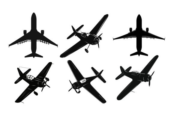 Unlocking Creative Potential with the Silhouette of Airplanes Illustration Set